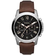 fossil mens grant silver tone and leather chronograph watch fossil chronograph lederuhren uhren herren