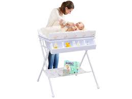 2, contoured slide out baby bath with plug and drain hose. The Best Diaper Changing Tables In 2019