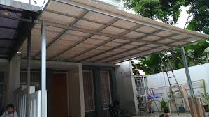 Kanopi baja ringan model rangka double box elegan atap spandek. Jasa Kanopi Rangka Baja Ringan Ngawi Baja Marga Wonogiri
