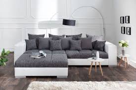 Design Xxl Sofa Big Sofa Island In Weiss Grau Charcoal Strukturstoff Inkl Kissen Riess Ambiente De Xxl Sofa Wohnen Sofa