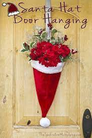Diy Santa Hat Door Hanging Christmas Door Decorations Christmas Diy Xmas Crafts