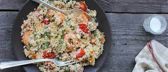 The couscous gets a lot of flavor from veggies like onions, jalapeños, tiny grape tomatoes, and more garlic. Shrimp With Couscous Recipe How To Make The Beachbody Blog