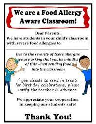 Food Allergy Aware Letter To Parents Letter To Parents Peanut Free Classroom Notes To Parents