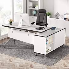 Furniture > desks > office. Modern L Shaped Office Desk With File Cabinet 55 Inch Large Executive Furniturehouz