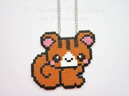 Collier Bijou Ecureuil Kawaii Animal Perle Hama Par Doucescreations Pixel Art Fondere Le Perline Perline Perler
