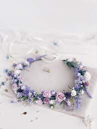 Flower Crown Lavender Flower Crown Flower Girl Crown Purple Etsy Flower Crown Wedding Flower Girl Crown Flower Hair Accessories Wedding