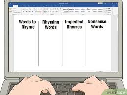 The word rhyme here is used in the strict sense, called a perfect rhyme. How To Create A List Of Rhyming Words For A Poem Or Song 14 Steps
