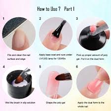 How are polygel nails applied? Polygel Set Gel Nail Polish 6 Colours Poly Nail Builder Gel Enhancer For Beginners Professional Salon French Kit With Base Coat And Top Coat 100 Dual Shapes Manicure Tools Amazon De Beauty
