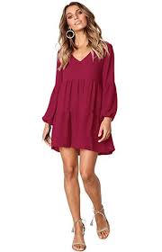 Fhkdl Women S Long Sleeve Tunic Dresses Women Casual Ruffle Swing Short Cute Short Dress Fall Long Sleeve Summer Dress Casual Long Sleeve Summer Dress Fashion