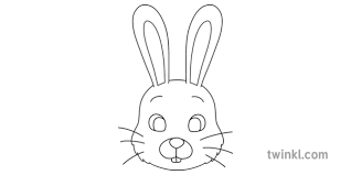Vector outline illustration of easter rabbit. Bunny Face Outline Colouring Sheet Easter Rabbit Classic Eyfs Ks1 Black And