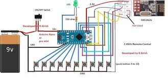 In This Article We Elaborately Learn To Make A 2 4ghz 10 Channel Remote Control Switch Circuit Using Arduino Fo Arduino Circuit Projects Arduino Remote Control