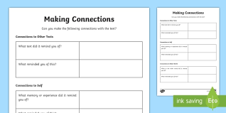 Text to text text to self text to world. Making Connections Worksheet Worksheet Teacher Made