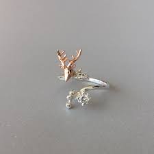 Rose Gold Deer Antler And Aaa Cz Diamond Ring Deer Antler Ring Etsy Deer Antler Ring Antler Ring Cz Diamond