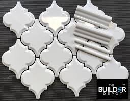 Deb g • 2 pins. Arabesque Whisper White Glazed Ceramic Wall Tile Beveled Lantern