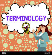 Writing displaying text Terminology, Business approach Terms used with  particular technical application in studies Stock Photo - Alamy