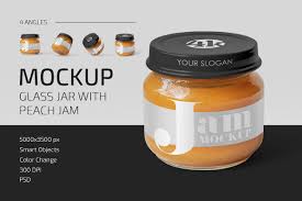 Download Glass Jar With Peach Jam Mockup Set In Packaging Mockups On Yellow Images Creative Store PSD Mockup Templates