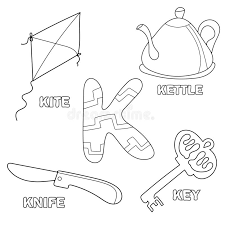 kids alphabet coloring book page with outlined clip arts letter k stock vector illustration of isolated handwriting 131427020