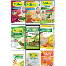 Harga promina bubur bayi box 6+ bulan pro bc 120 gram baby porridge 6 months. Milna Promina Sun Bubur Bayi Sachet Campur Campur Mix Package Shopee Indonesia