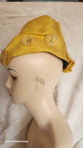 Buy Vintage 50's Yellow Straw Sculptural Pointed Hat With Rhinestones  Online in India