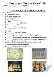 English Worksheet Chocolate Chips Cookie Recipe Cookies Recipes Chocolate Chip Chocolate Chip Cookies Cookie Recipes
