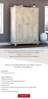 100% solid wood smart wardrobe/armoire/closet by palace imports, java color, 40 w x 72 h x 21 d, 1 clothing rods, 1 lock, 2 drawers included 4.4 out of 5 stars 51 $549.00 $ 549. Mission Solid Mango Wood Large White Clothing Armoire Wardrobe Solid Mango Wood Wardrobe Armoire Solid Wood Armoire