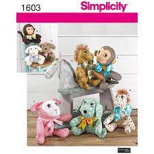 Simplicity Stuffed Animal Toys Pattern 1603 Hobbycraft Sewing Stuffed Animals Animal Sewing Patterns Stuffed Animal Patterns