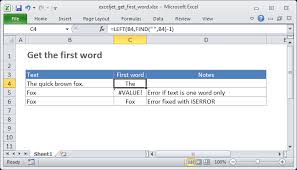 Excel Formula Get First Word Exceljet