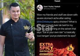 Sila comment di instagram @rykarl_official ye. Penangan Ayam Ekstra Pedas Chef Fazley Persoal Iklan Mcd Cuci Tangan Punya Statement Ke Apa Viral Mstar