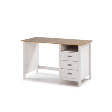 Meuble de bureau en pin massif coloris blanc, il apportera une touche de déco à votre intérieur. County Bureau Pin Massif 3 Tiroirs Decor Chene Et Blanc L 120 X P 54 X H 74 Cm Cdiscount Maison