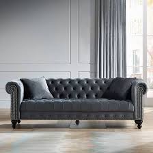 Black And Gold Velvet Couch Jordan 90 Wide Tufted Dark Gray Velvet Sofa 46x34 Lamps Plus Grey Velvet Sofa Velvet Tufted Sofa Velvet Sofa