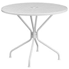 Flash Furniture Metal Round Dining Table With White Metal Base Lowes Com In 2020 Metal Round Dining Table Metal Dining Table Bistro Table Outdoor