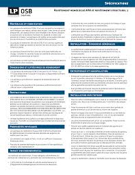 Https Lpcorp Com Resources Product Literature Specifications Lp Osb Sheathing Specifications French