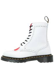 Dr Martens Bentley Ii Lace Up Boots White Heart Red Women