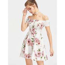Bardot Ditsy Print Smock Dress 15 Liked On Polyvore Featuring Dresses White White Dresses Skater Dres Womens Floral Dress Boho Floral Dress Print Dress