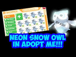 Neon Snow Owl Roblox Adopt Me Youtube The sale hosts up to 60% off on a bunch of pets, vehicles, accessories, houses, and more! neon snow owl roblox adopt me