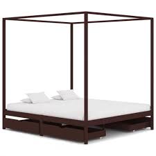 You'll be able to have a cover even. Canopy Bed Frame With 4 Drawers Dark Brown Pine Wood 180x200 Cm