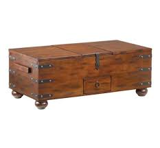 Brown large wooden lockable trunk farmhouse style rustic design lined storage chest with rope handles: Canyon Cove Ii Storage Coffee Table Badcock Home Furniture More