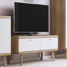 Du findest fernsehschränke in den unterschiedlichsten holzsorten: Tv Schrank Lowboard Primo Weiss Eiche Holzoptik Skandinavisch 107 Cm Tv Mobel Ebay