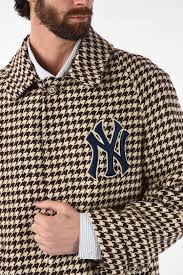 Enter & enjoy it now! Gucci Wool Houndsthooth New York Yankees Coat Herren Glamood Outlet