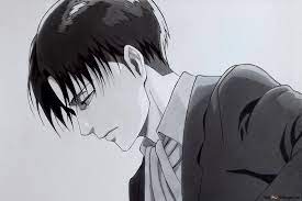 Captain Levi Ackerman side view in black & white 2K wallpaper download