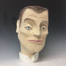 Abstract Contemporary Fine Art Sculpture Ceramic Red Clay Vase Head "My  Father is Full of Love"