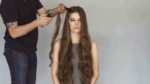 This shaved nape pixie features a geometric design cut into the back. Beautiful Girl Long Hair Headshave Bald Youtube