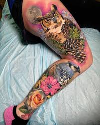 Cute and lovely small quirky owl tattoo design on wrist. Owl Blue Jay Leg Sleeve