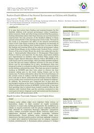 Pdf Positive Health Effects Of The Natural Environment On Children With Disability