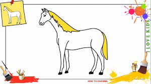 Draw the long wavy fin on the spine. How To Draw A Horse Easy Slowly Step By Step For Kids And Beginners Youtube