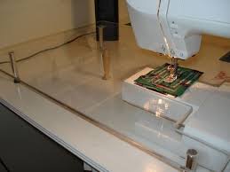Home Made Plexiglass Sewing Machine Extension Table Can Use Dowels And Leveling Sewing Machine Extension Tables Sewing Machine Table Diy Sewing Machine Tables