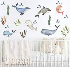 Modern wall decals offer charming nursery ideas that do more than just kids' room decor but modern wall decals are coolest for latest home improvement. Amazon Com Sea Animals Decals Baby Wall Decals Modern Decor Baby Room Baby Nursery Art Wall Decal Kids Modern Nursery Wall Decal Children Cling Decor Handmade