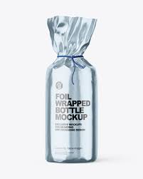 Our awesome team of designers pledge to developing superior but affordable graphics design free clear foil sachet design psd mockup. Glossy Metallic Foil Bottle Wrapping With Rope Mockup Front View In Bottle Mockups On Yellow Images Object Mockups