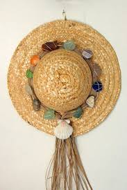 Beachy Straw Hat Door Or Wall Decoration With Sea Glass In Etsy Seashell Crafts Sea Glass Crafts Crafts