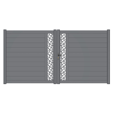 Portail 2 vantaux leroy merlin. Portail Battant Alu Verti Polygo Mix It Gris Zinc Naterial L 349 X H 170 5 Cm Leroy Merlin